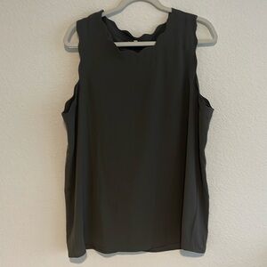 Pleione Scalloped Edge Blouse - Army Green - Size XL